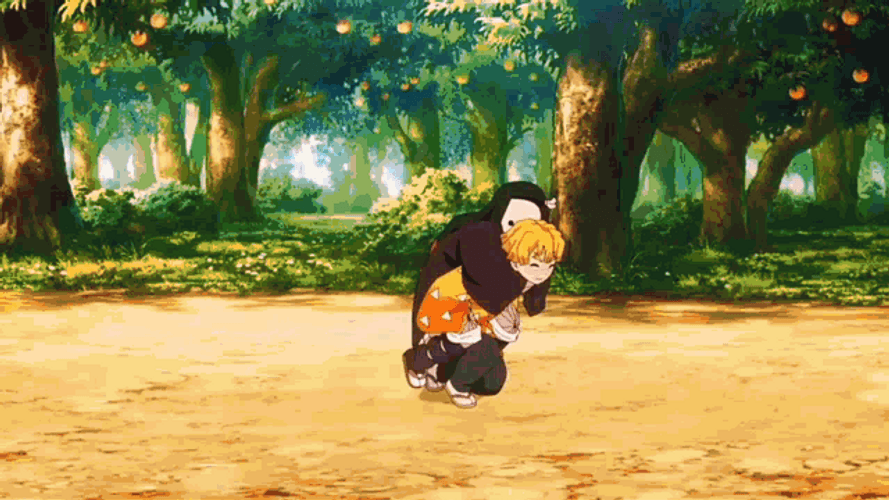 Zenitsu Nezuko Piggy Ride GIF