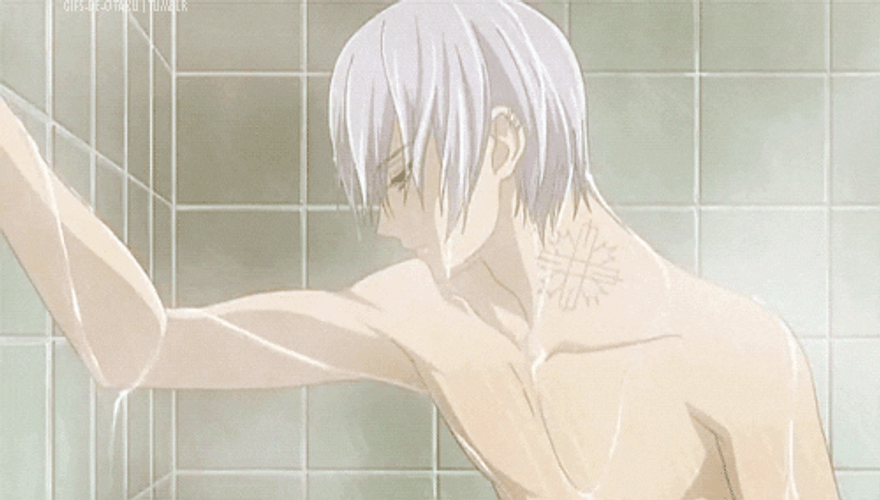 Zero Kiryu Showering Vampire Knight Anime GIF