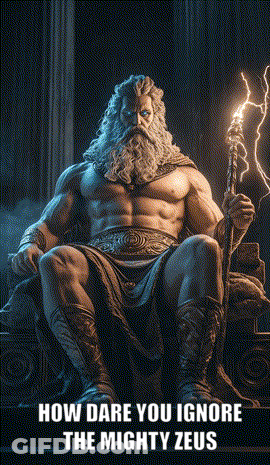 Zeus Holding Torch How Dare You Ignore Mighty Zeus GIF
