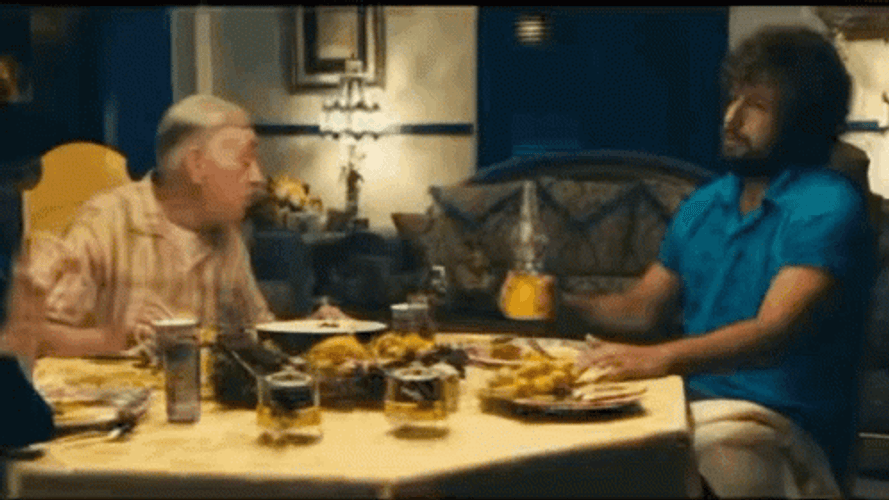 Zohan Drinking With Old Man GIF