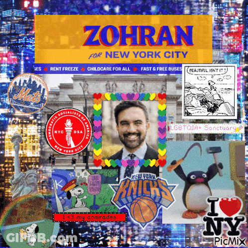 Zohran For New York City Poster With Man GIF