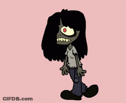 Zombie Cartoon With Long Black Hair GIF