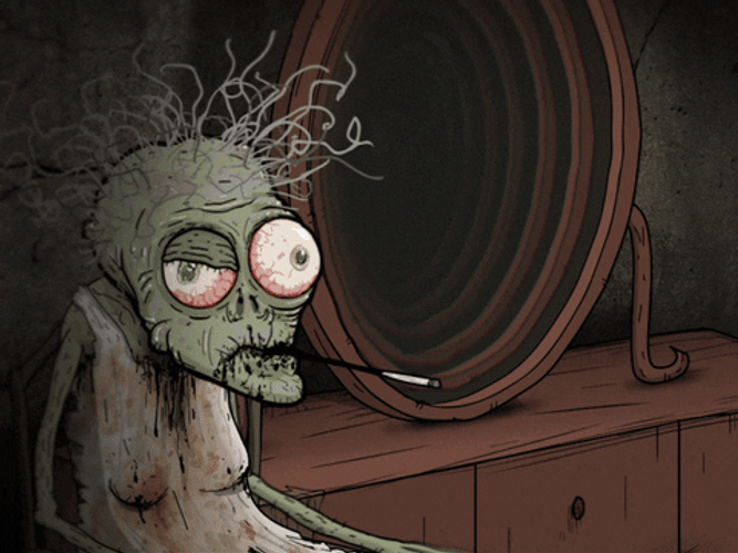 Zombie Hitting Glass Breaking In Sharp Pieces GIF