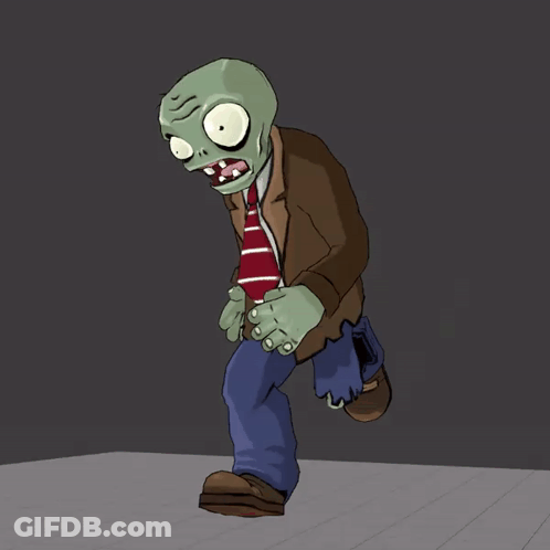 Zombie In Brown Jacket And Tie GIF