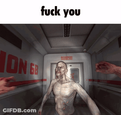 Zombie In Hallway Saying Fuck You GIF