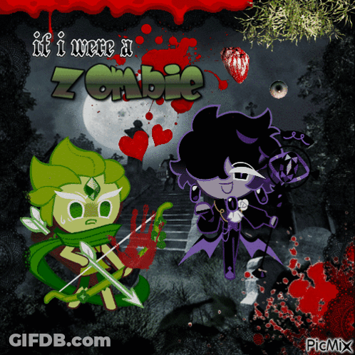 Zombie Poster With Cartoon Characters GIF