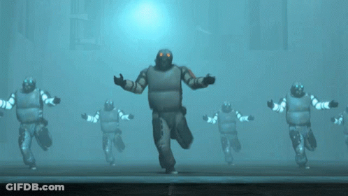 Zombies Running In Foggy Area GIF