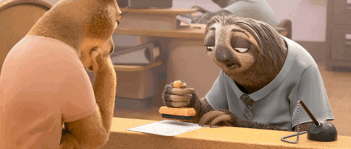 Zootopia Sloth Slow Stamping GIF