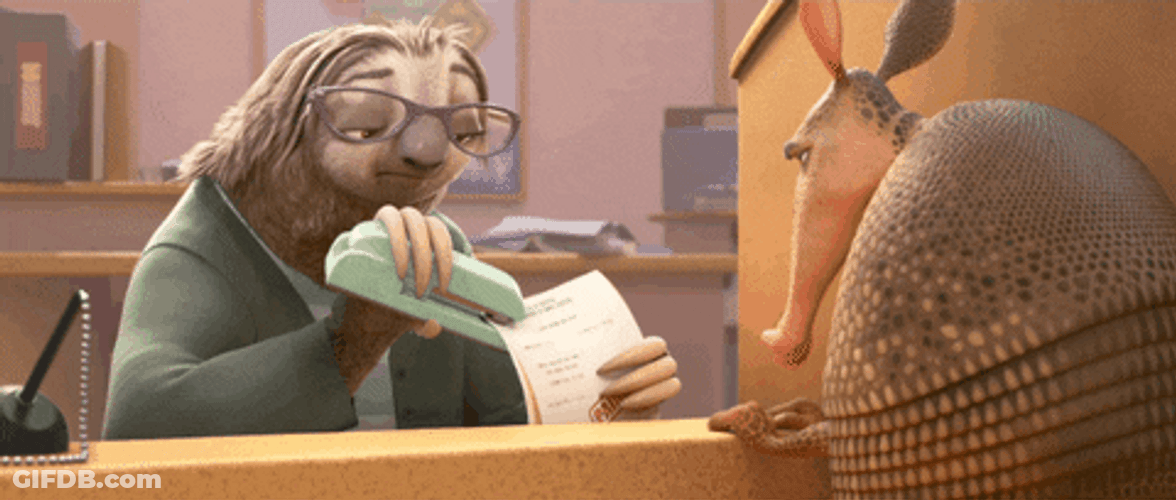 Zootopia Sloth Stapling Papers GIF
