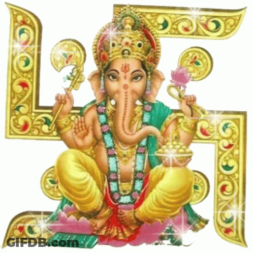 Zorabian Ad Ganesha Statue Yellow Orange Background GIF