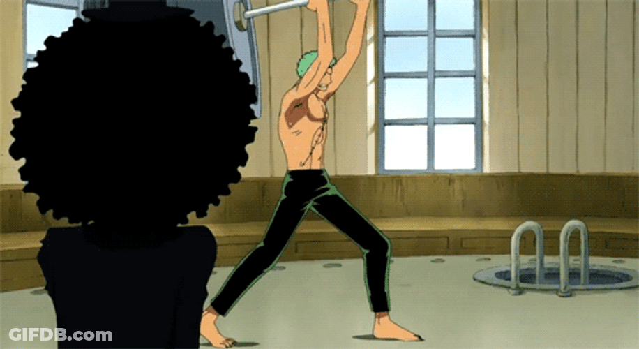 Zoro Brook Weight Training GIF