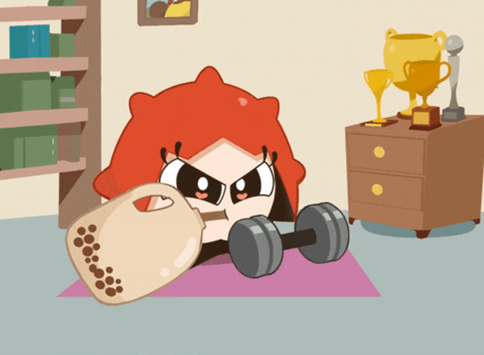 Zottman Curl Bubble Tea Work Out Anime GIF