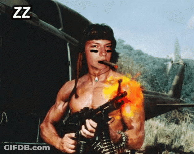 Zzz Sleeping Rambo Machine Gun GIF