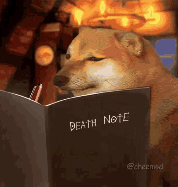 Among Us Dog Writing Death Note GIF