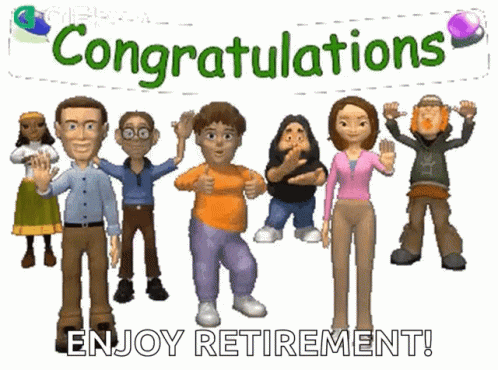Animated People Celebrating Congratuations Enjoy Retirement GIF 