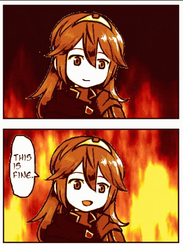 Anime Girl With Fire Background Everything Is Fine GIF 