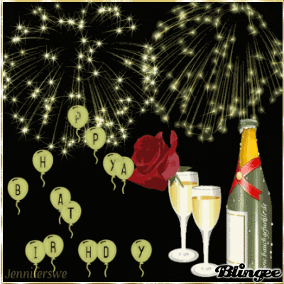Balloons Happy Birthday Champagne Fireworks GIF | GIFDB.com