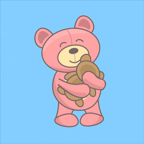 Bear Hug Hearts Cartoon Art GIF 