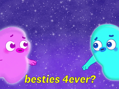 Best Friends Forever Pink Blue Cartoon Blob GIF 