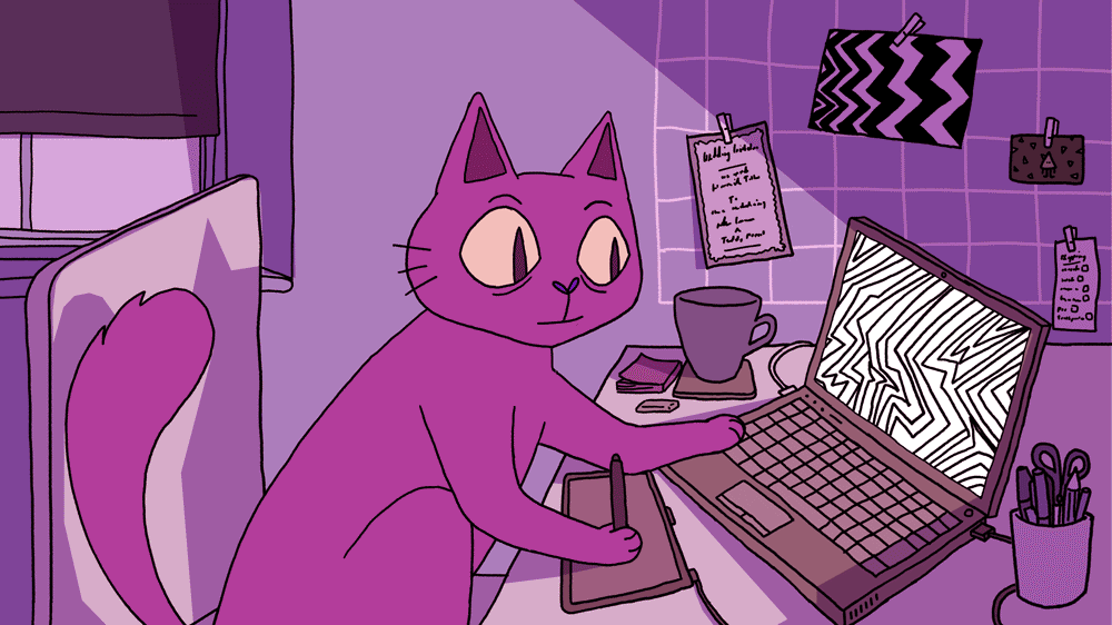 Cartoon Cat Sketch Drawing Computer GIF 
