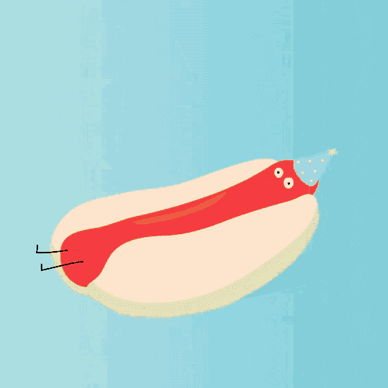 Cartoon Hot Dog Food With Mustard GIF