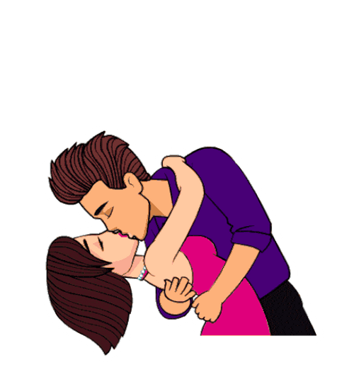 Cartoon Lovers Passionate Kissing GIF 