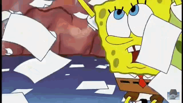 Chaos Fire Office Paper Works Spongebob Squarepants GIF 