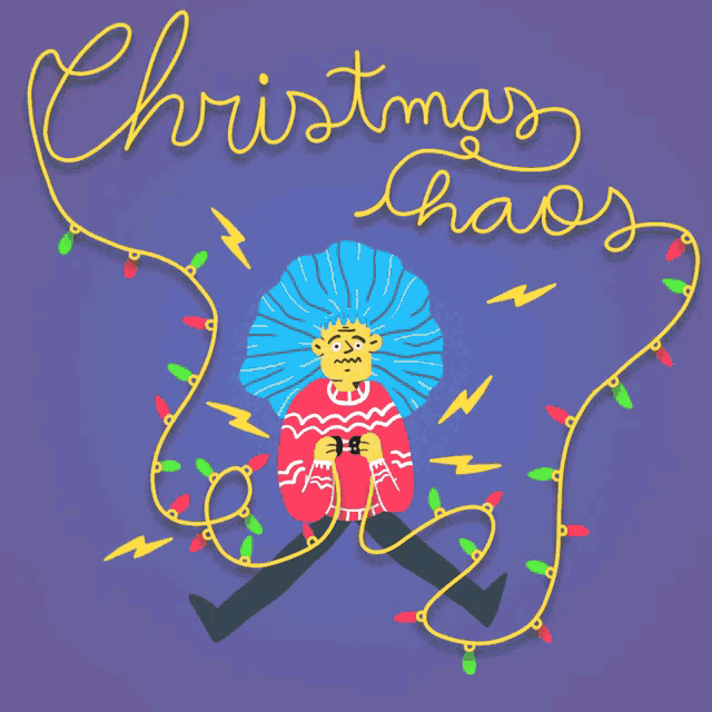 Christmas Chaos Holiday Stress Electrified Lights GIF