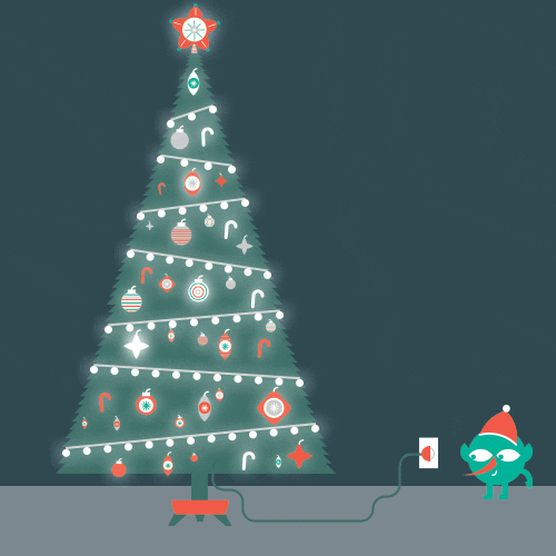 Christmas Tree Lights Elf Cartoon GIF 
