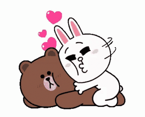 Cony Snuggling And Cuddling With Brown Sticker GIF 