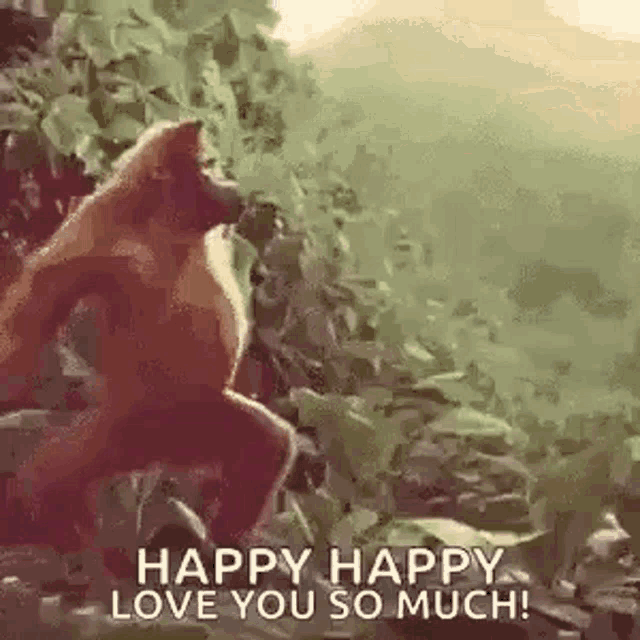 Dancing Happy Orangutan I Love You Funny GIF 