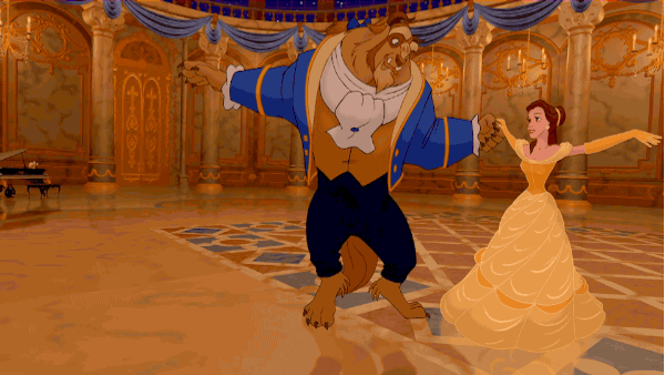Disney Princess Belle And Beast Dancing Together GIF 