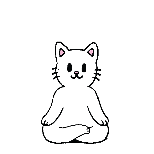 Floating White Cat Meditating GIF