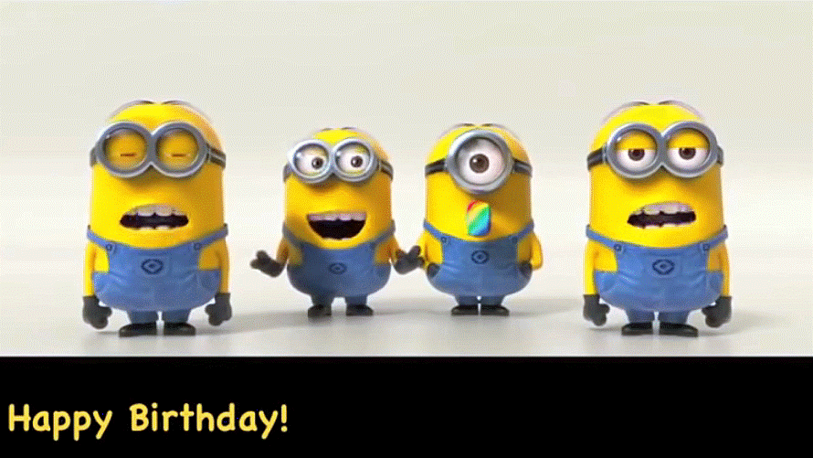 Funny Happy Birthday Minions Greeting GIF 