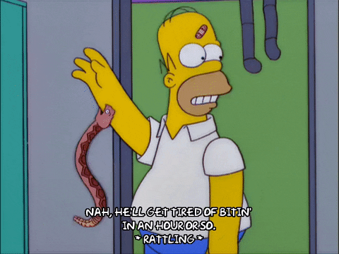 Funny Homer Simpson Bitten By Snake GIF 