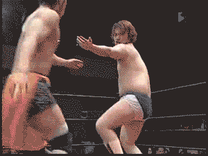 Funny Japanese Take Down Wrestling GIF 