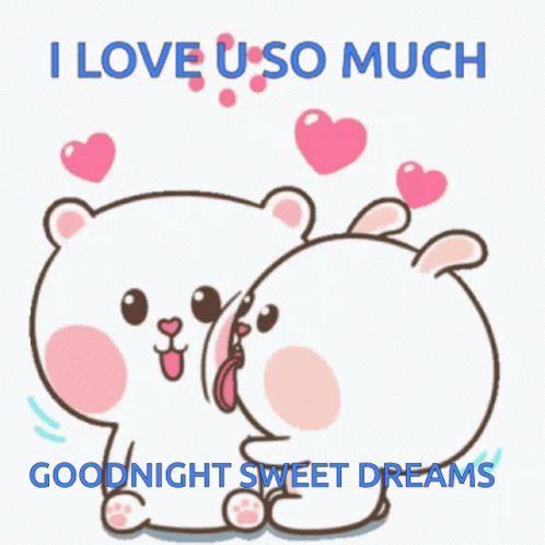 Good Night Love You Bunny Couple Cheek Hearts GIF | GIFDB.com