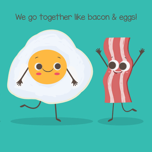 Happy Best Friends Day Bacon Egg Cartoon GIF 