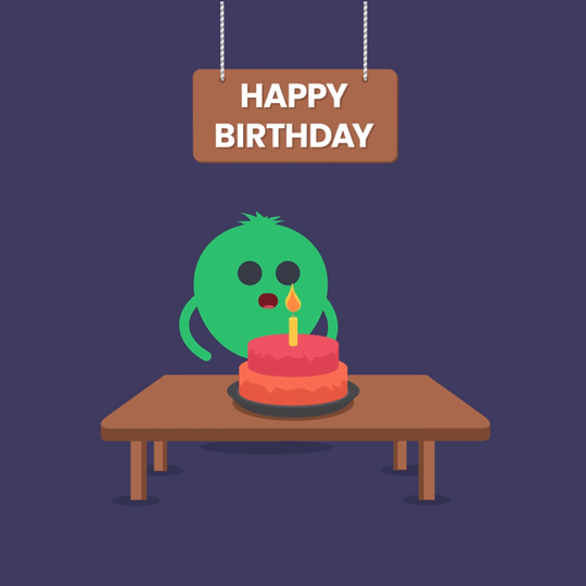 Happy Birthday Animated Cake Blowing Cartoon GIF 