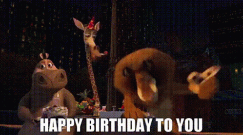 Happy Birthday Excited Animals Madagascar Movie GIF 