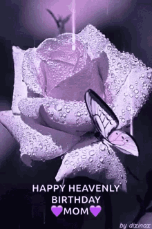 Happy Birthday Mom In Heaven Purple Rose GIF 