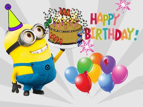 Happy Birthday Wishes Minion Party GIF 