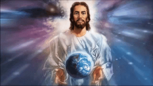 Jesus Christ Universe Spinning Earth Globe GIF 