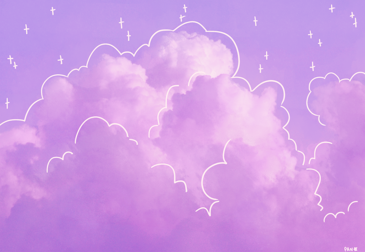 Lavender Cartoon Clouds Background GIF 
