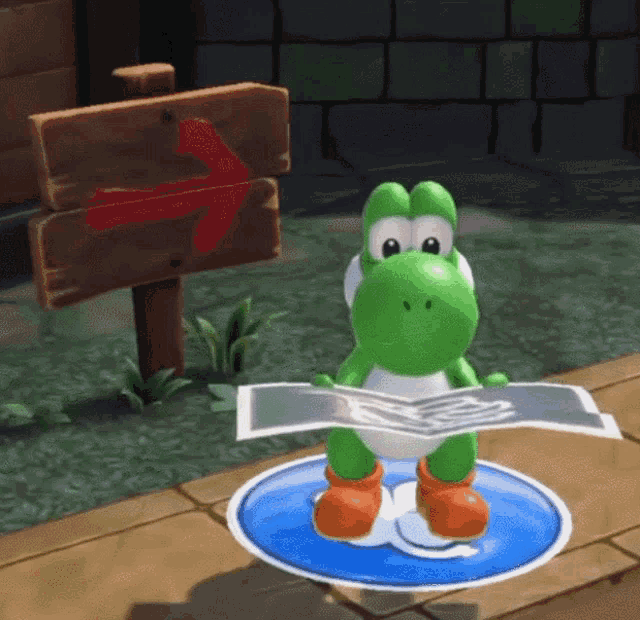 Map Looking For Directions Yoshi Dinosaur GIF