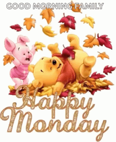 Monday Morning Happy Winnie The Pooh Leaves Sparkle GIF 