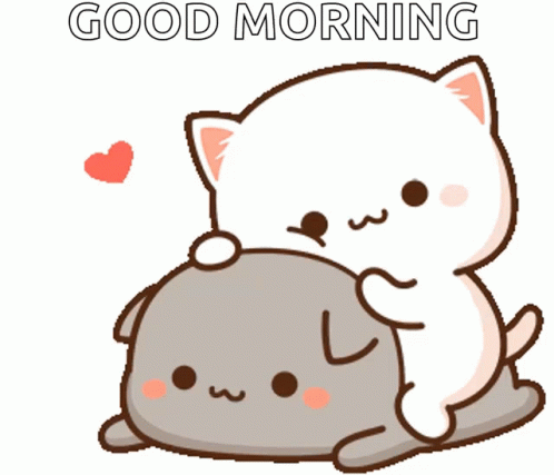 Peach And Goma Cats Good Morning Cartoon GIF 