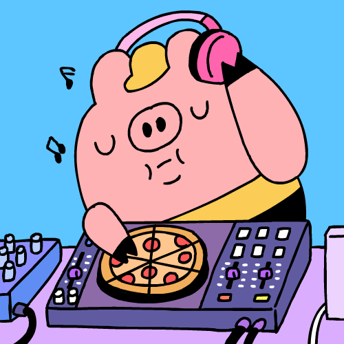 Pig Dj Eating His Turntables GIF