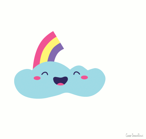 Rainbow Moving Happy Cloud GIF