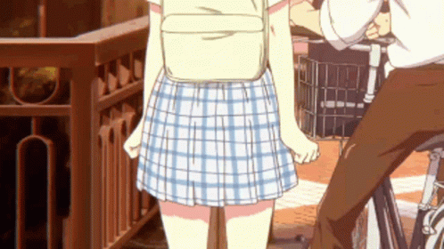 Silent Voice Nishimiya Holding Skirt GIF 
